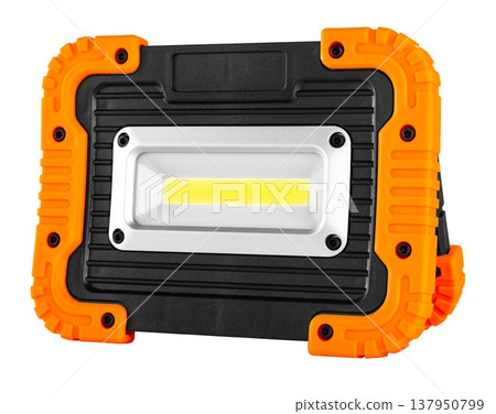 LED spotlight with stand, on a white background in insulation LED spotlight with stand, on a white background in insulation 137950799