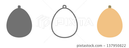 Biwa Icon Set: Black and White, Line Art, and Color 137950822