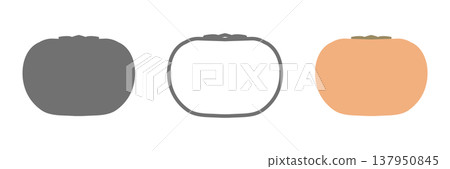 Persimmon icon set: Black and white, line art, and color. Persimmon icon set: Black and white, line art, and color. 137950845