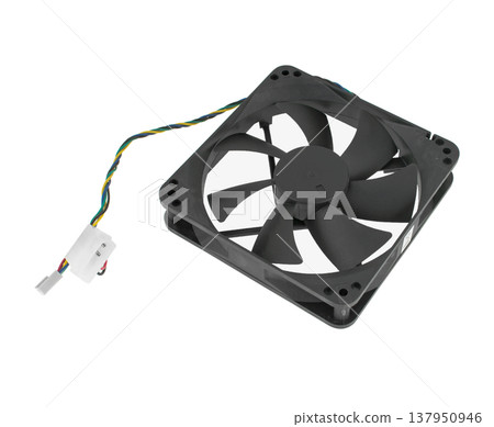Fan from the computer, active cooling of the computer, on a white background in isolation 137950946