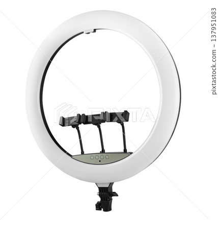 ring selfie lamp with phone holder, white background in insulation ring selfie lamp with phone holder, white background in insulation 137951083