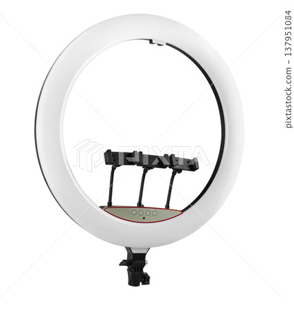 ring selfie lamp with phone holder, white background in insulation ring selfie lamp with phone holder, white background in insulation 137951084