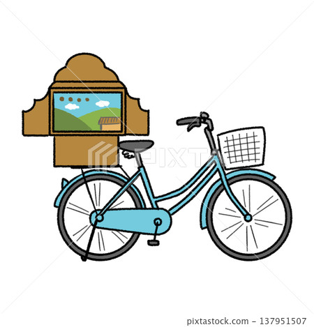 圖畫故事會和自行車的簡單插圖 圖畫故事會和自行車的簡單插圖 137951507