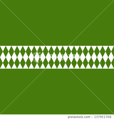 Seamless background with a horizontal border stripe of green and white geometric diamond shapes. 137951708