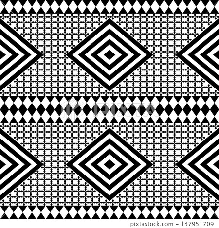Tribal B&W Seamless Pattern 137951709