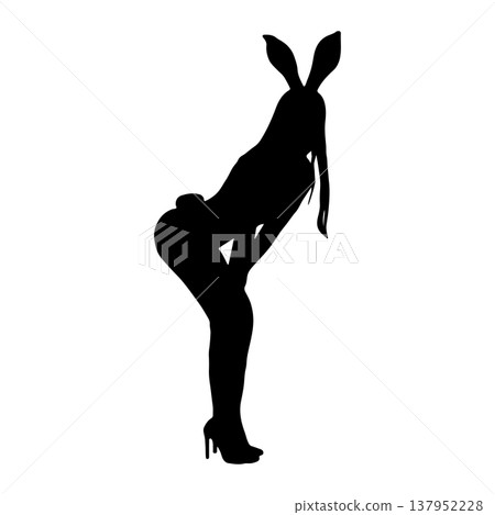 性感的兔女郎剪影 性感的兔女郎剪影 137952228