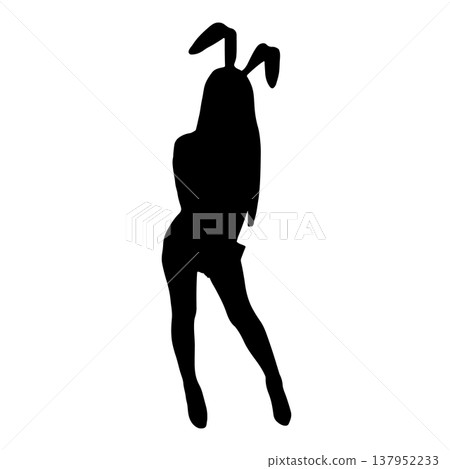 性感的兔女郎剪影 性感的兔女郎剪影 137952233
