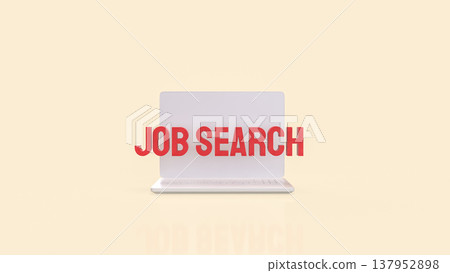 Job Search Text Emerging From Laptop Screen Online Career Recruitment Concept 3d render. 137952898