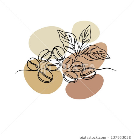 Minimalist Coffee Beans Continuous Line Art with Abstract Organic Shapes Minimalist Coffee Beans Continuous Line Art with Abstract Organic Shapes 137953038