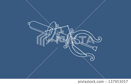 以深藍色背景為襯託的幫浦星座插圖(幫浦和星座線條用白色繪製)。 以深藍色背景為襯託的幫浦星座插圖(幫浦和星座線條用白色繪製)。 137953057