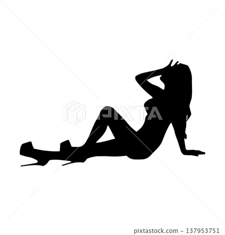 Sexy woman silhouette pose Sexy woman silhouette pose 137953751