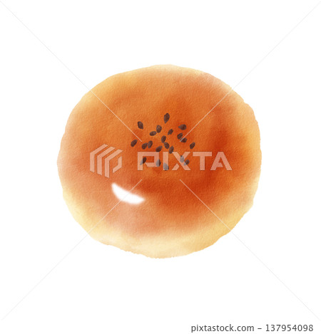 紅豆麵包（甜豆泥麵包），手繪水彩風格。 137954098