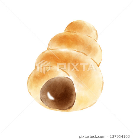 Chocolate cornet, hand-drawn, watercolor style 137954103