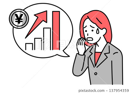 Women in suits are unsettled by rising prices. Women in suits are unsettled by rising prices. 137954359