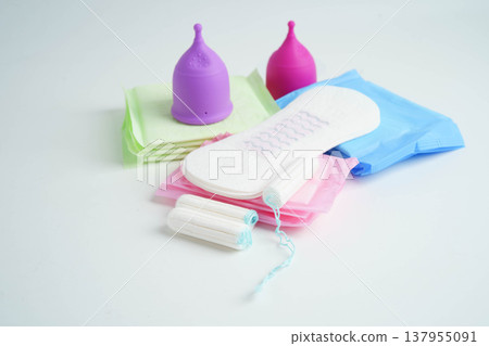Sanitary hygiene set for women menstrual period cycle protection. Sanitary hygiene set for women menstrual period cycle protection. 137955091