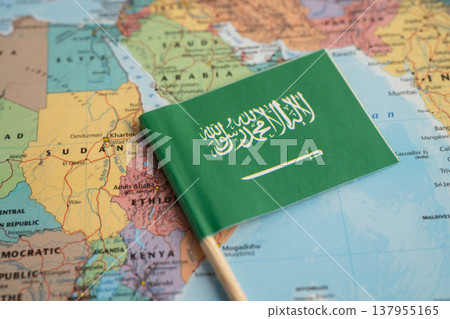 Bangkok, Thailand December 10, 2023 Saudi Arabia and Pakistan map in world map paper. 137955165