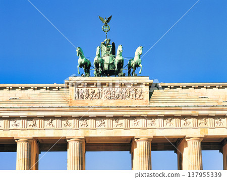 A spectacular view of the Brandenburg Gate in Berlin. A spectacular view of the Brandenburg Gate in Berlin. 137955339