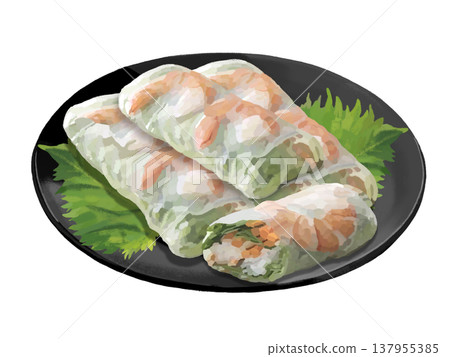 Fresh spring rolls (4 pieces and cross-section) Fresh spring rolls (4 pieces and cross-section) 137955385