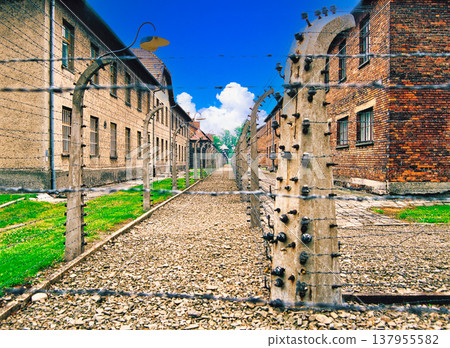 The imposing presence of the Auschwitz concentration camp 137955582