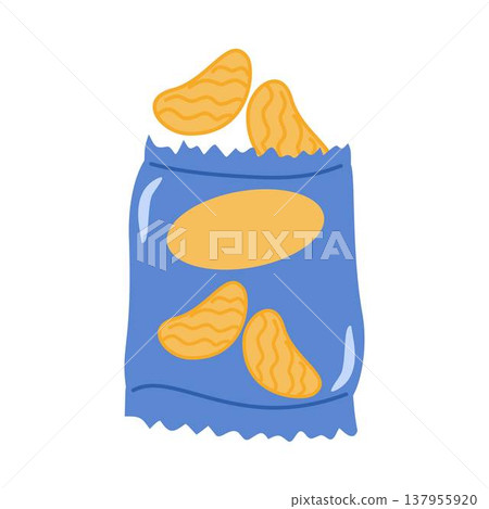 bag of potato chips, junk food illustration 137955920