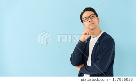 中年男子肖像畫－我遇到了困難。 137956036