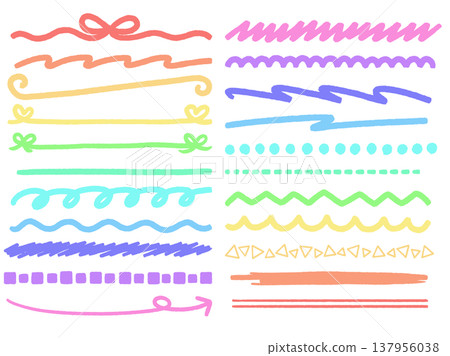 Hand-drawn line art set, pastel colors 137956038