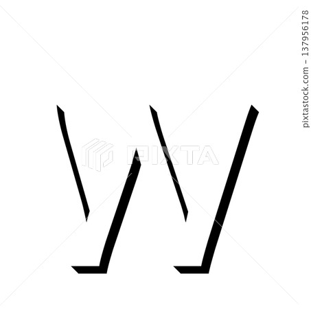Black 3D letter "w" with shadow design, shadowed black "w" typography material, black " 137956178