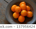 Kumquats served on a black plate 137956424