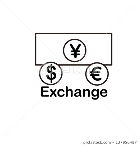 Currency exchange icon (Yen, Euro, Dollar symbols / with the word EXCHANGE) Currency exchange icon (Yen, Euro, Dollar symbols / with the word EXCHANGE) 137956487