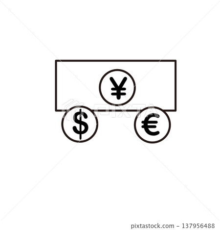 Currency exchange icon (Yen, Euro, Dollar symbols / with the word EXCHANGE) Currency exchange icon (Yen, Euro, Dollar symbols / with the word EXCHANGE) 137956488