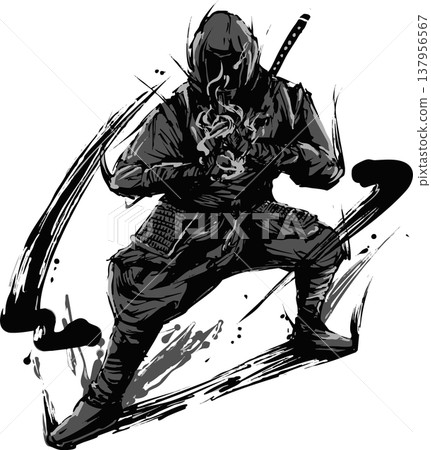 忍者墨畫插圖 137956567