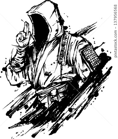忍者墨畫插圖 忍者墨畫插圖 137956568