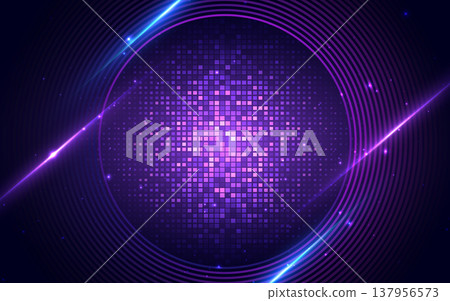 Futuristic blue and purple circle lines with lighting effect sparkle on dark background. Futuristic blue and purple circle lines with lighting effect sparkle on dark background. 137956573