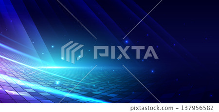 Futuristic abstract background featuring flowing neon light waves . 137956582