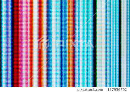 abstract colorful digital glitch screen texture with vertical lines and pixel interference 137956792