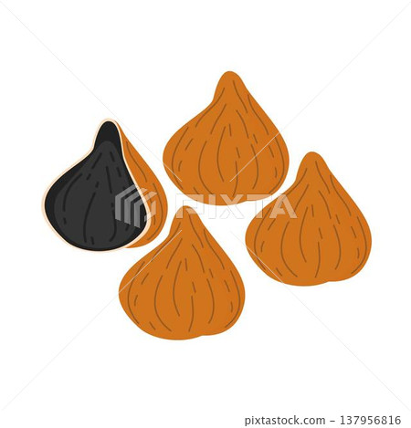 black garlic bulbs, ingredient, fremented black garlic bulbs, ingredient, fremented 137956816