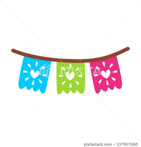 colorful papel picado banner hispanic heritage month celebration 137957080