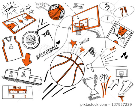 Hand drawing basketball sketches 137957229