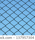 Chain-link fence with blue sky 137957304