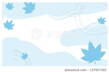 A refreshing Japanese-style illustration of maple leaves and ripples in summer. 137957382