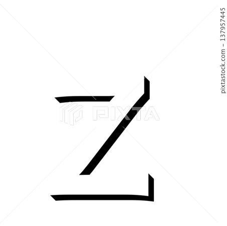 Black 3D letter "z" with shadow design, shadowed black "z" typography material, black " 137957445