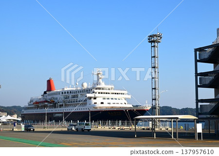 The cruise ship Nippon Maru docked at Fujiwara Pier in Miyako City. The cruise ship Nippon Maru docked at Fujiwara Pier in Miyako City. 137957610