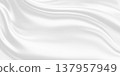 Abstract white silk fabric background with soft waves and elegant curves 3D render 137957949