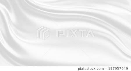 Abstract white silk fabric background with soft waves and elegant curves 3D render 137957949
