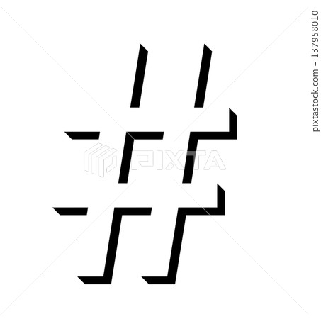 Black 3D letter "#" with shadow design, shadowed black "#" typography material, black "#" expressed in 3D lettering Black 3D letter "#" with shadow design, shadowed black "#" typography material, black "#" expressed in 3D lettering 137958010