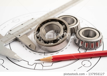 Engineering and precision tools with metal ball bering, mechanical industrial. Engineering and precision tools with metal ball bering, mechanical industrial. 137958127