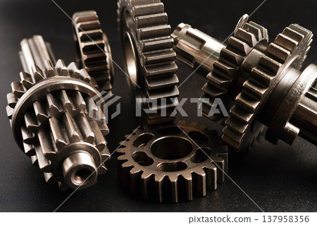 Metal gear wheel engine car and bike, mechanic industry. 137958356