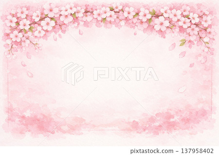 Frame material: Cherry blossoms, in full bloom, graduation/entrance ceremony image, watercolor painting Frame material: Cherry blossoms, in full bloom, graduation/entrance ceremony image, watercolor painting 137958402