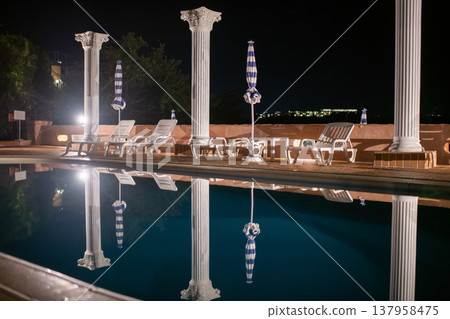 Night pool / Nighttime resort image Night pool / Nighttime resort image 137958475