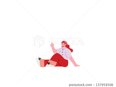 Illustration of a cute girl sitting down Illustration of a cute girl sitting down 137958506